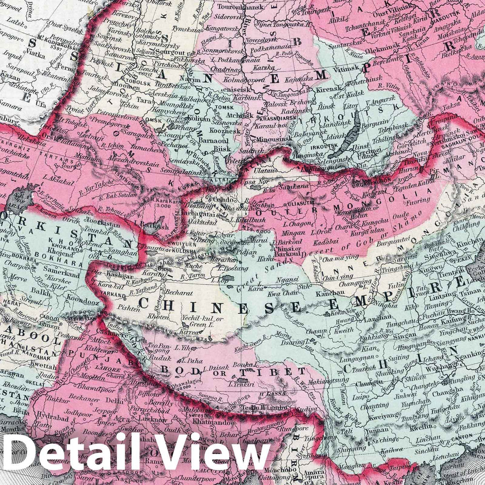 Historic Map : 1865 Asia. v3 - Vintage Wall Art