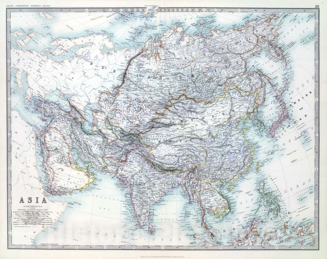 Historic Map : 1893 Asia. - Vintage Wall Art