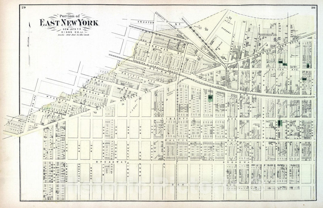 Historic Map : 1873 Portion of East New York. Long Island. v1 - Vintage Wall Art