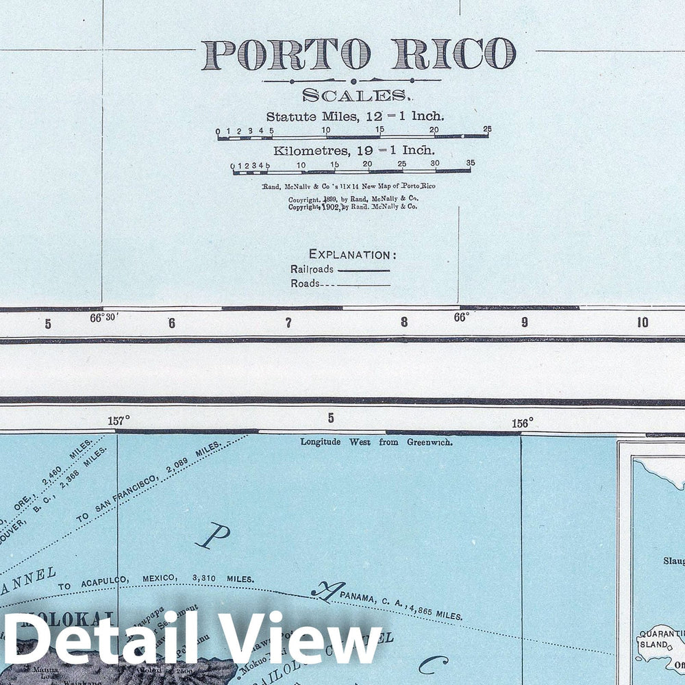 Historic Map : National Atlas - 1903 Puerto Rico. Hawaii. - Vintage Wall Art