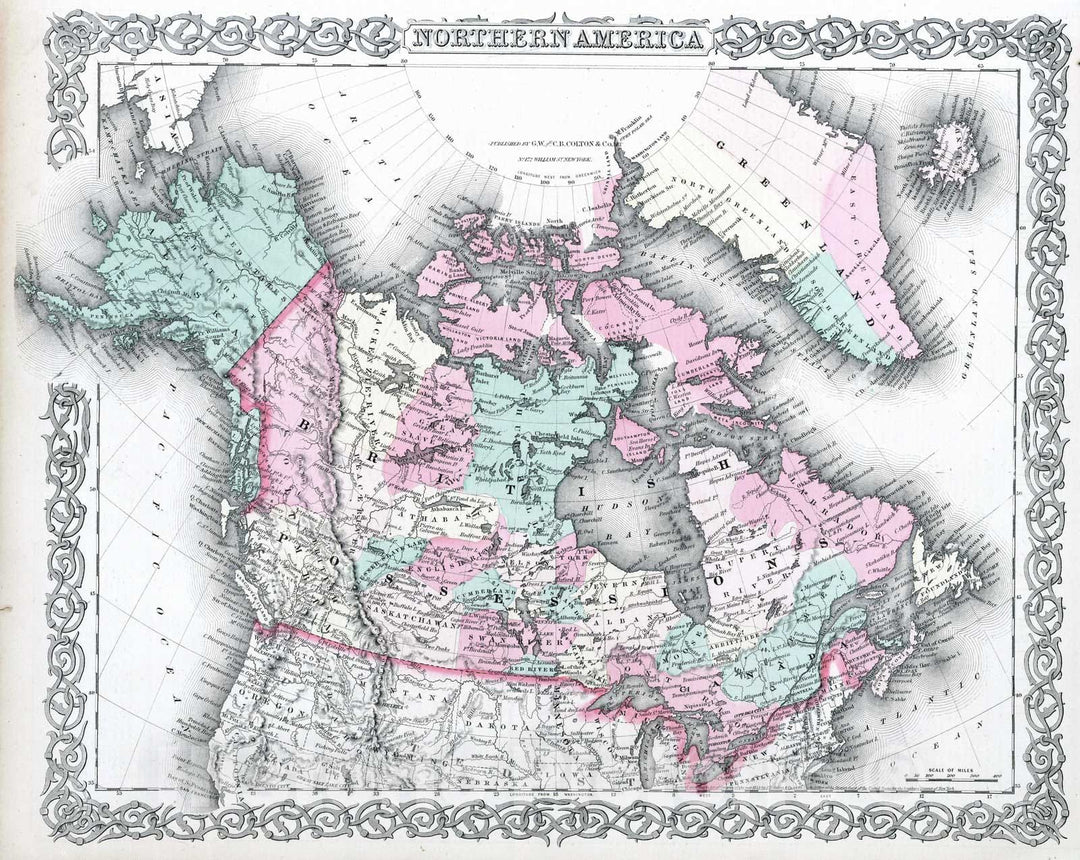 Historic Map : 1869 Northern America. - Vintage Wall Art