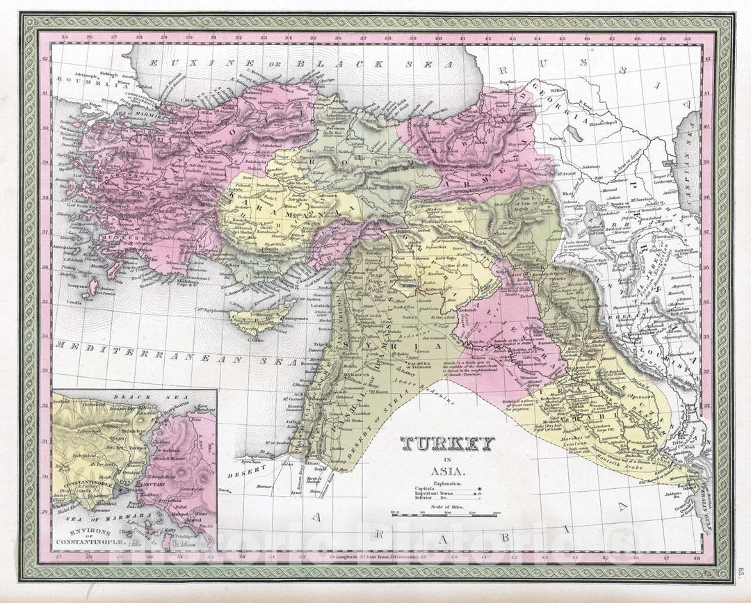 Historic Map : 1849 Turkey in Asia - Vintage Wall Art