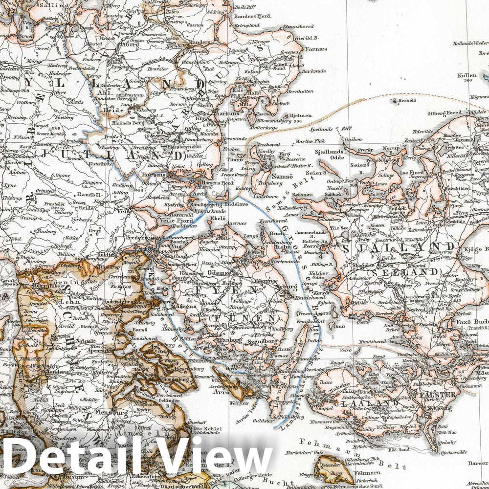 Historic Map : Denmark; Iceland, 1864 Danemark mit Schleswig, Holstein, und Laeenburg. (Sweden, Norway, Denmark, Faroe Island, Greenland). v2 , Vintage Wall Art