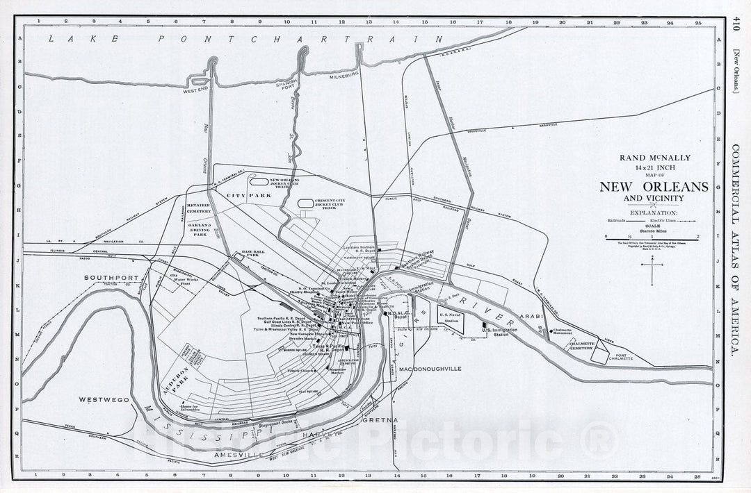 Historic Map : National Atlas - 1924 New Orleans and Vicinity. - Vintage Wall Art