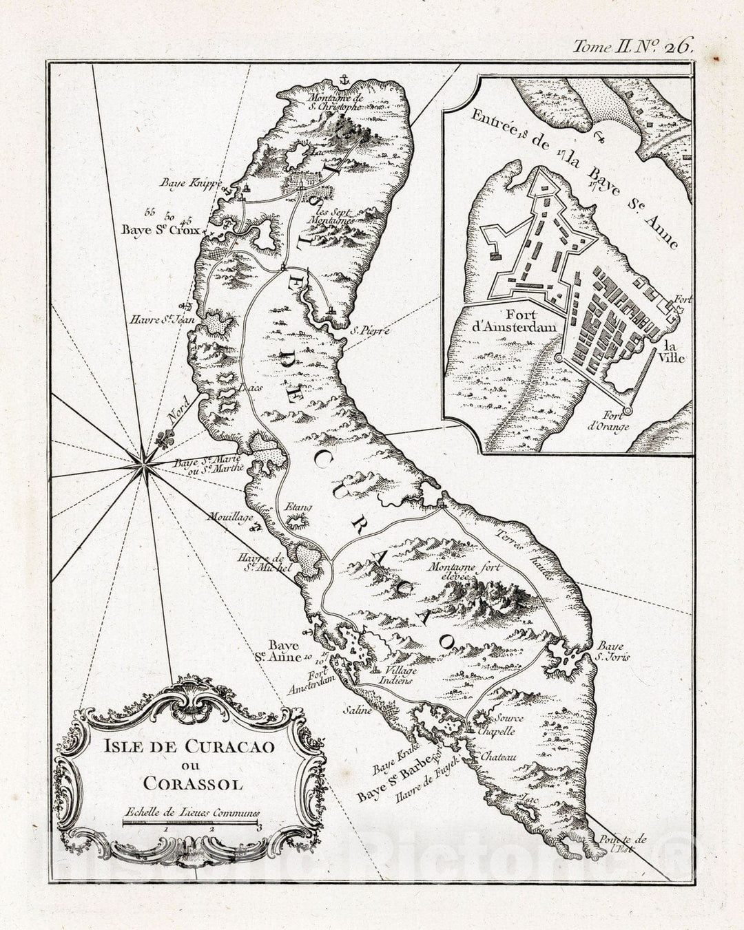 Historic Map : Caribbean Area 1764 Isle de Curacao ou Corassol , Vintage Wall Art