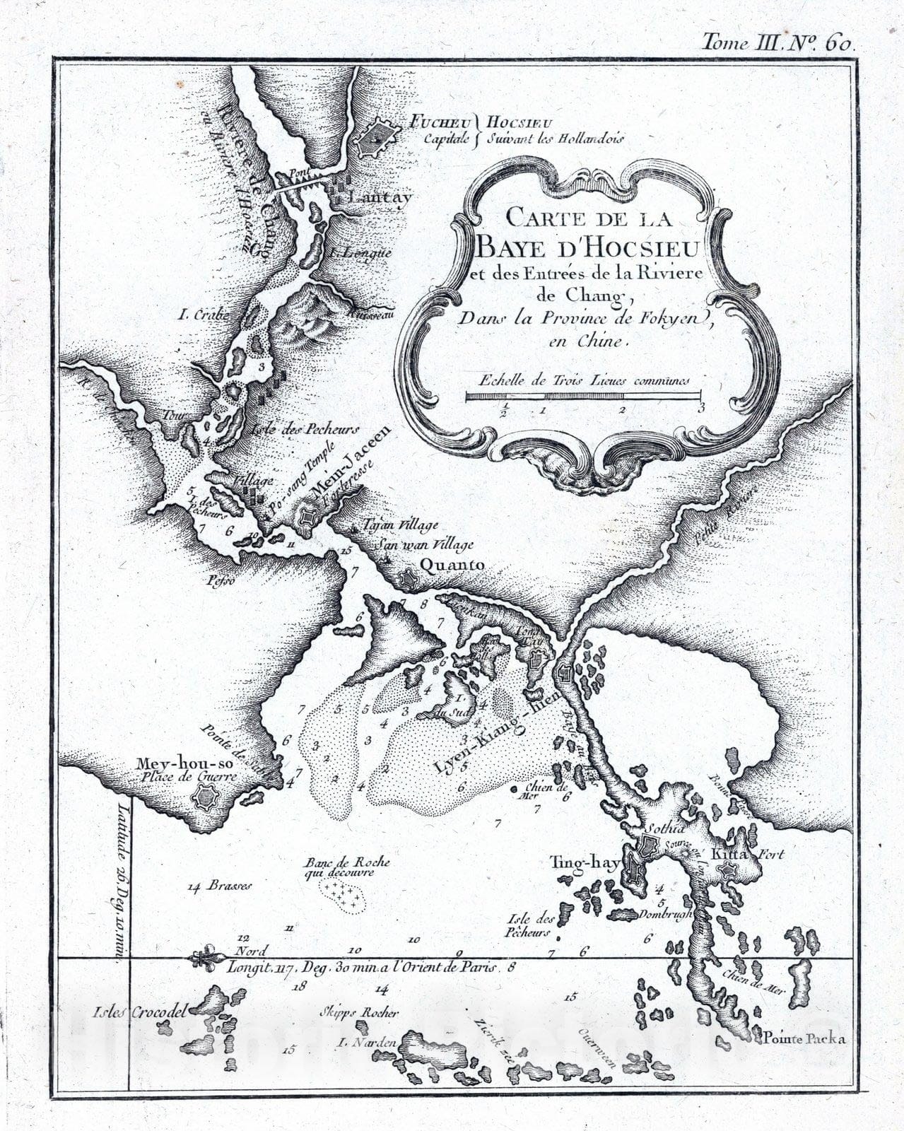 Historic Map : China, East Asia 1764 Carte de la Baye d'Hocsieu et des Entrees de la Riviere de Chang : Dans la Province de Fokyen en Chine , Vintage Wall Art