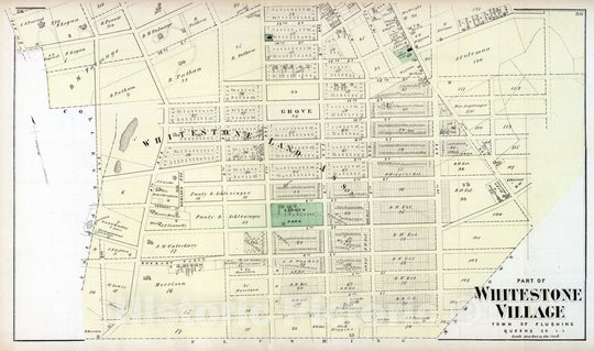 Historic Map : 1873 Whitestone Village, in Flushing. Long Island. v2 - Vintage Wall Art