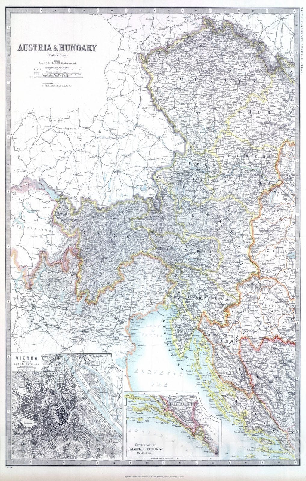 Historic Map : 1912 Austria & Hungary (western sheet). - Vintage Wall Art