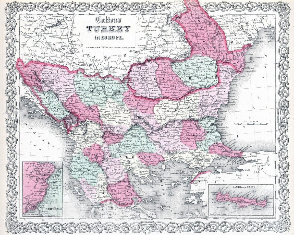 Historic Map : 1865 Turkey in Europe. - Vintage Wall Art