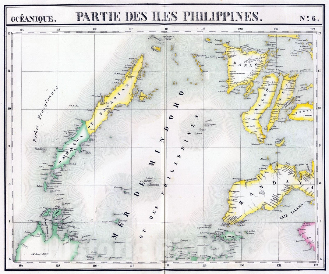 Historic Map : Philippines, 1827 Partie, Iles Philippines. Oceanique no. 6. , Vintage Wall Art