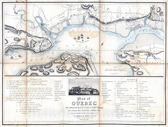 Historic Map : National Atlas - 1813 Plan of Quebec and Adjacent Country. - Vintage Wall Art