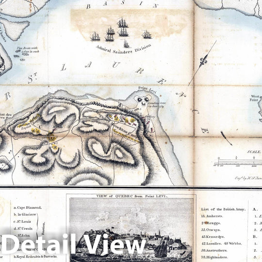 Historic Map : National Atlas - 1813 Plan of Quebec and Adjacent Country. - Vintage Wall Art