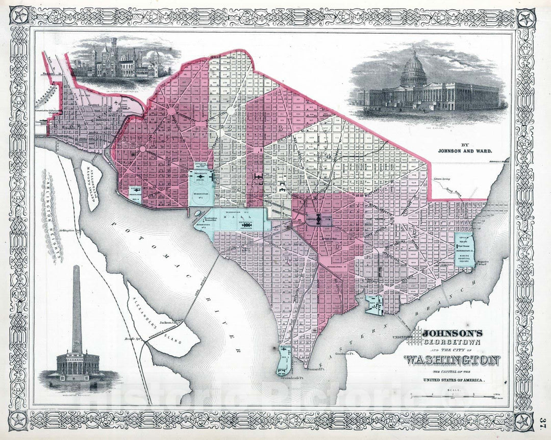 Historic Map : 1862 Georgetown and the City of Washington D.C. - Vintage Wall Art