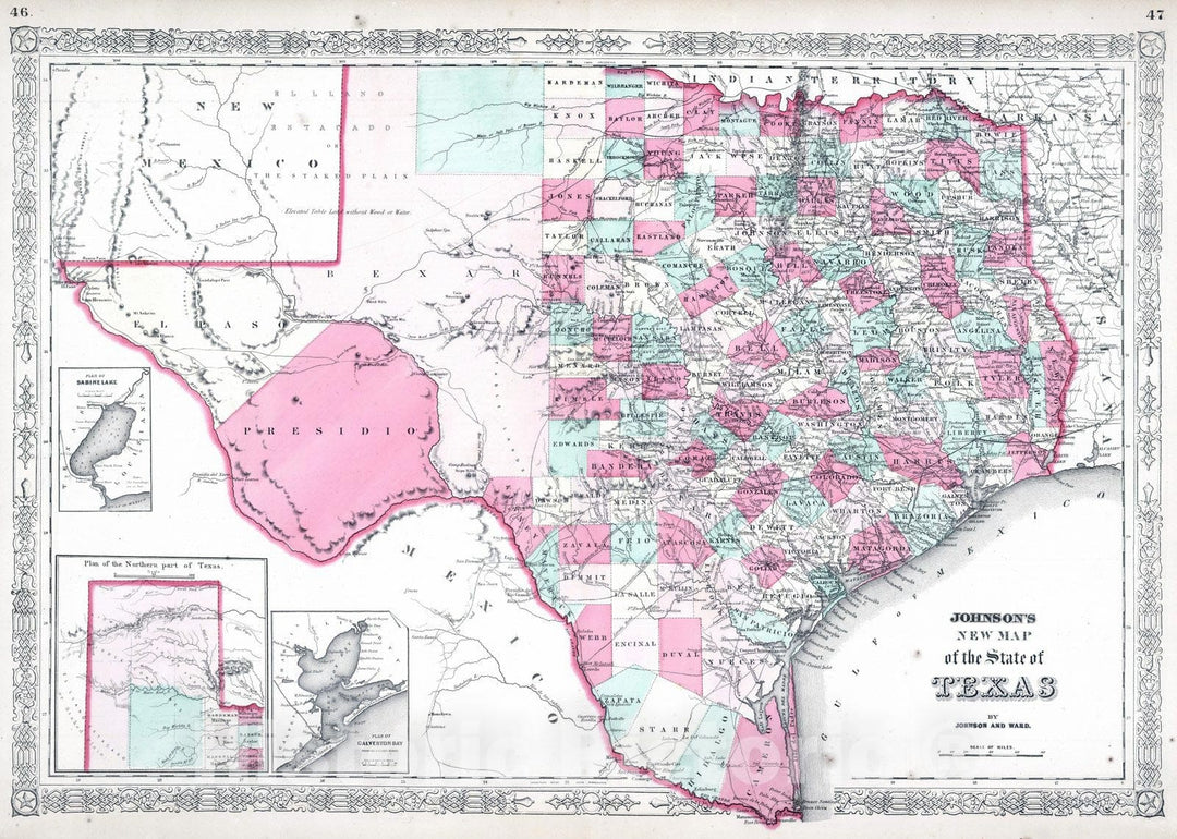 Historic Map : 1865 Texas. v2 - Vintage Wall Art