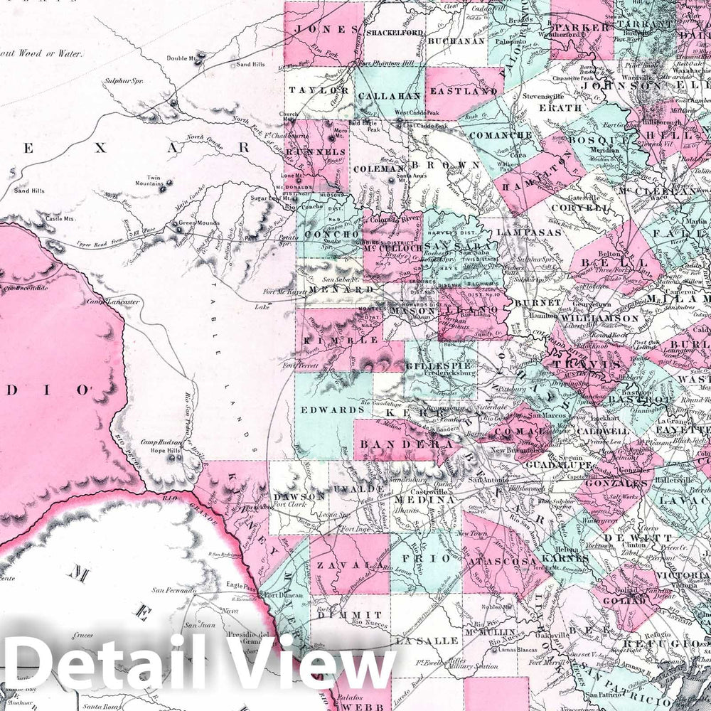 Historic Map : 1865 Texas. v2 - Vintage Wall Art