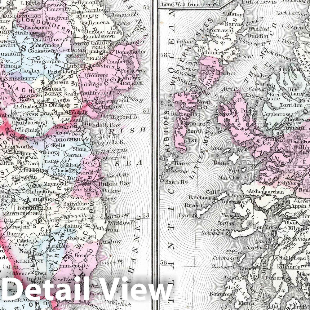 Historic Map : 1865 County map of Scotland - Vintage Wall Art