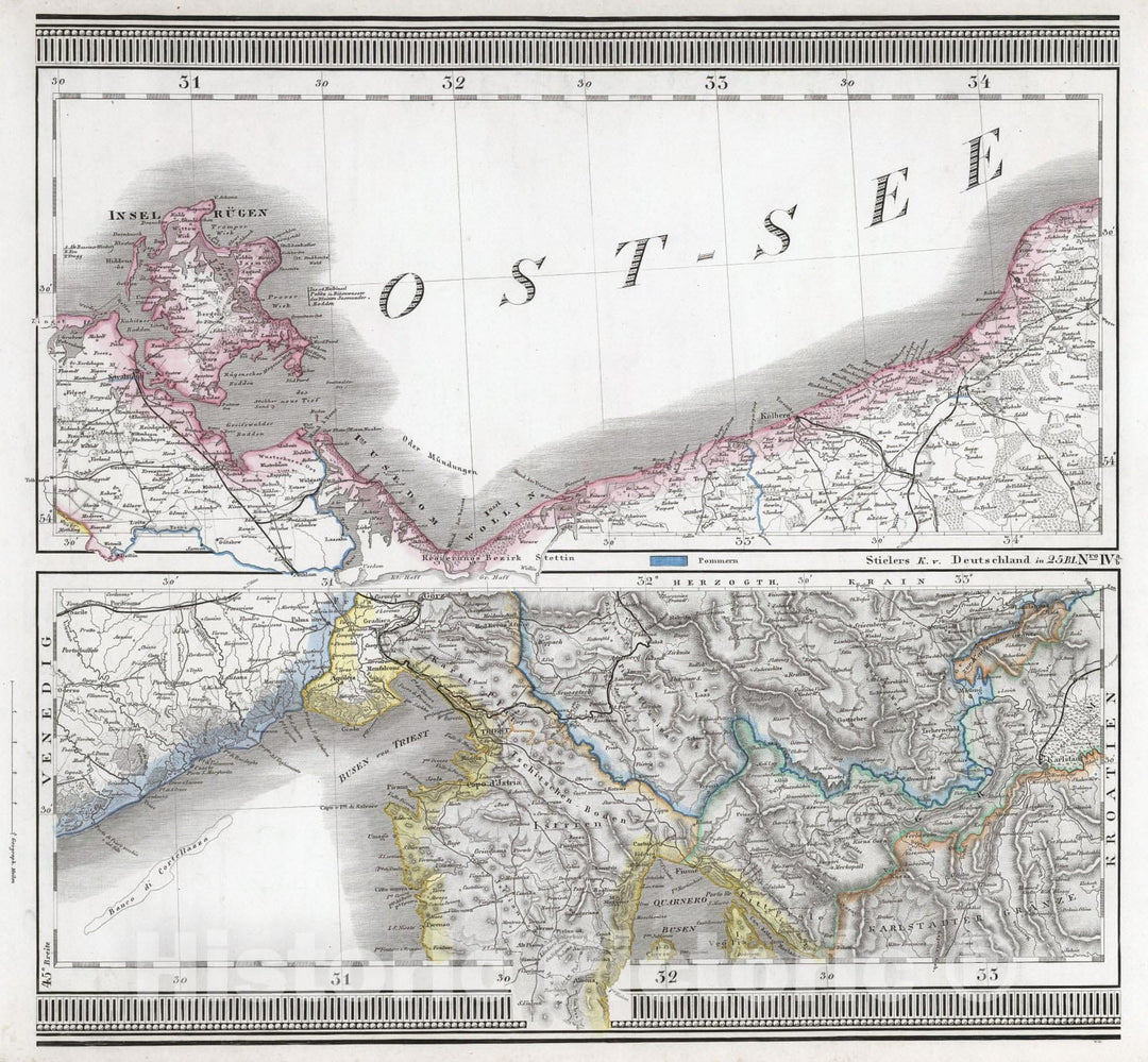 Historic Map : Germany, 1867 No. IV. Deutschland, Niederlande, Belgien, Schweiz. (Germany, Netherlands, Belgium, Switzerland). , Vintage Wall Art