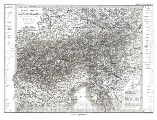 Historic Map : Germany; Italy, 1873 Sud-Ostliches Deutschland, Italien. (Southeast Germany, Italy). , Vintage Wall Art