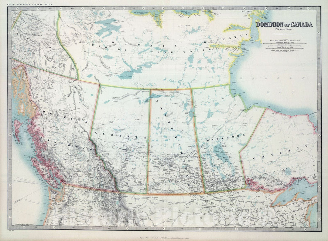 Historic Map : 1912 Western Canada. - Vintage Wall Art