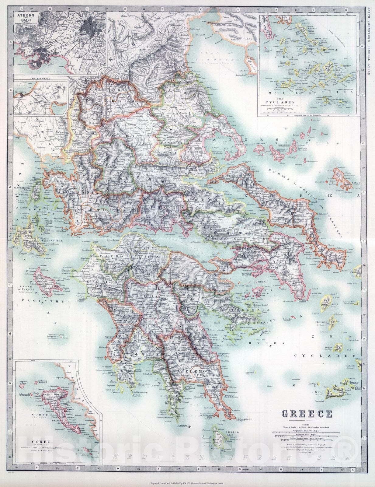 Historic Map : 1911 Greece. - Vintage Wall Art