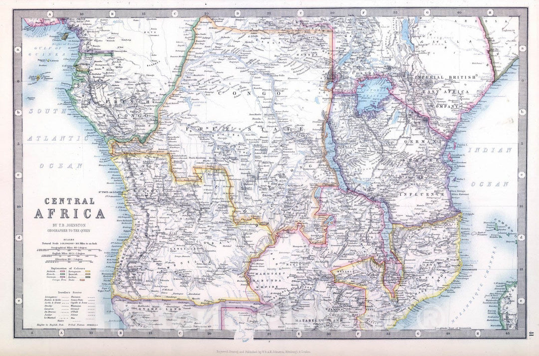 Historic Map : 1893 Central Africa. - Vintage Wall Art