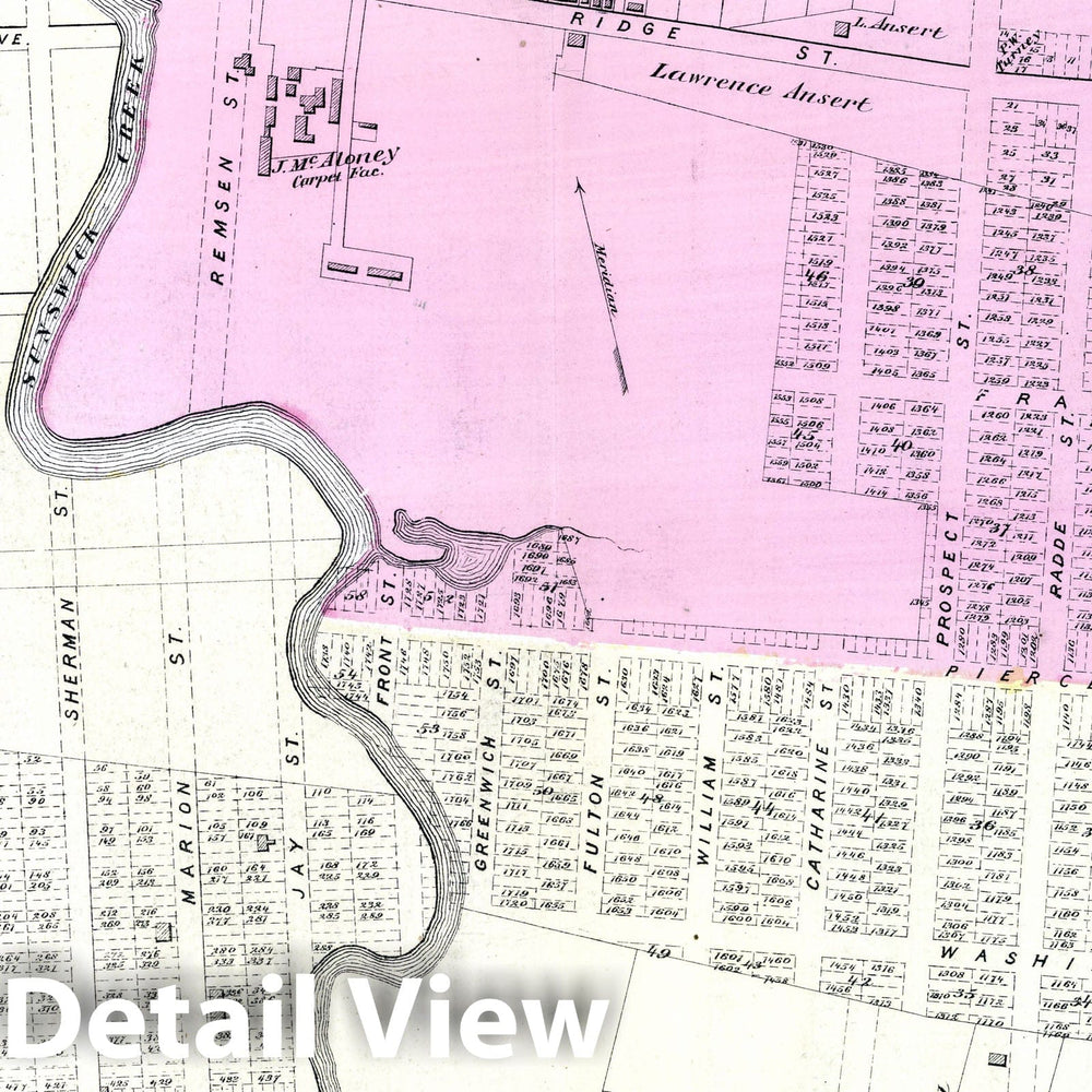 Historic Map : 1873 Ravenswood, Part of Long Island City. Long Island. - Vintage Wall Art