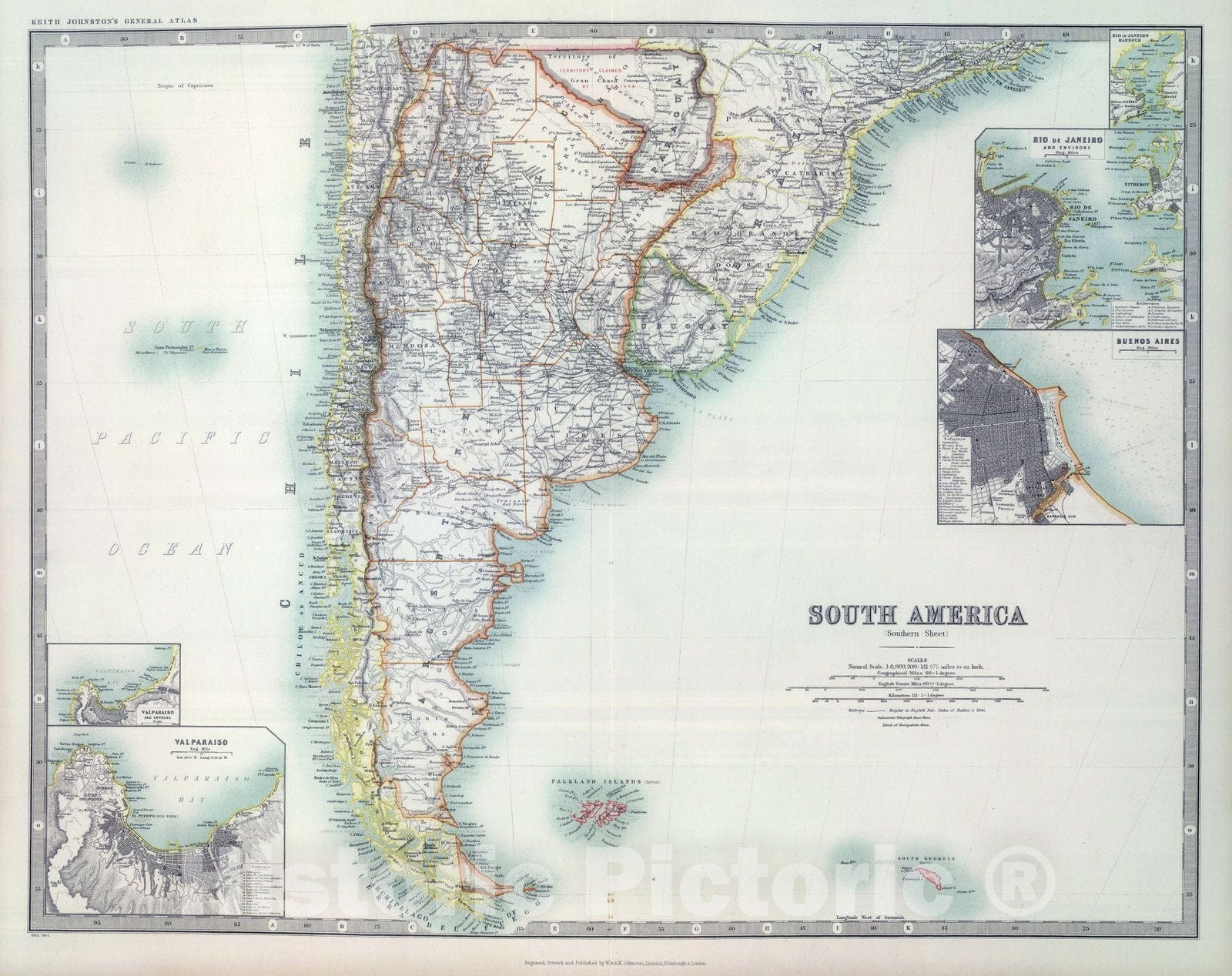 Historic Map : 1911 South America (southern sheet). - Vintage Wall Art