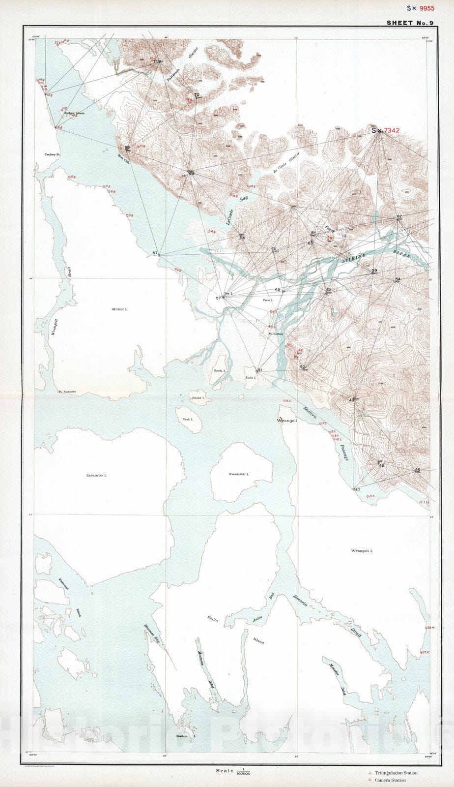 Historic Map : 1904 Sheet No. 9. (Stikine (Stickeen) River, Eastern Passage, LeConte Bay). - Vintage Wall Art