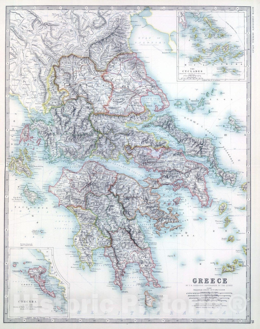 Historic Map : 1893 Map of Greece : Vintage Wall Art