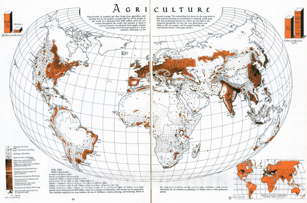 Historic Map : 1944 Agriculture - Vintage Wall Art