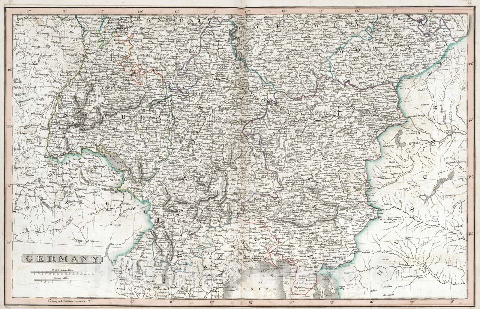 Historic Map : 1808 Germany. - Vintage Wall Art