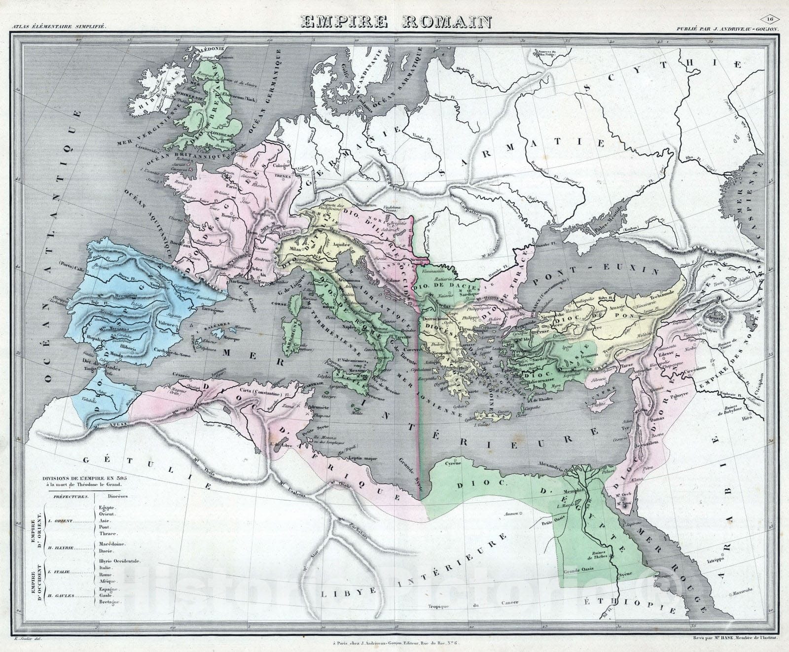 Historic Map : Mediterranean, Europe 1838 Empire Romain. , Vintage Wall Art