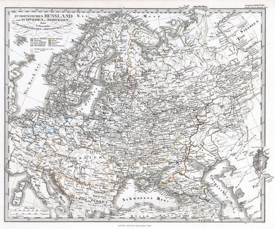 Historic Map : 1866 Europaeisches Russland auch Schweden u. Norwegen. (Russia in Europe, Sweden, Norway). - Vintage Wall Art