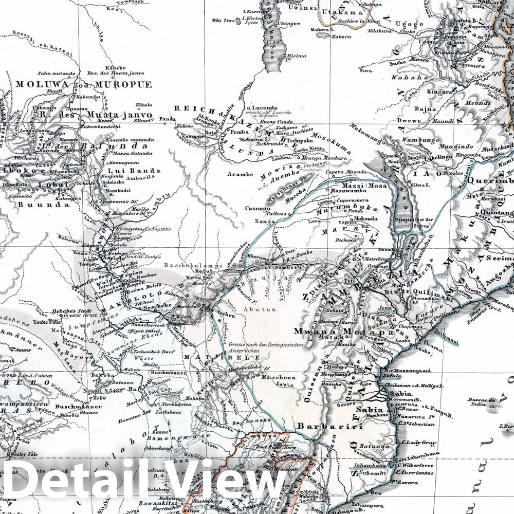 Historic Map : South America; Lesotho; Madagascar; Mozambique, 1864 Sud-Afrika (Southern Africa) mit Madagascar. , Vintage Wall Art