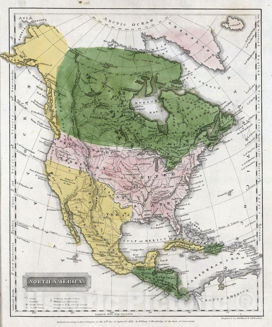 Historic Map : School Atlas - 1824 North America - Vintage Wall Art