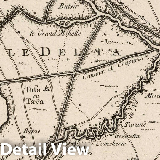 Historic Map : Egypt, Nile Delta 1764 Carte Des Embouchures Du Nil, Et Partie De Son Cours, Le Delta et l'Isthme de Suez , Vintage Wall Art