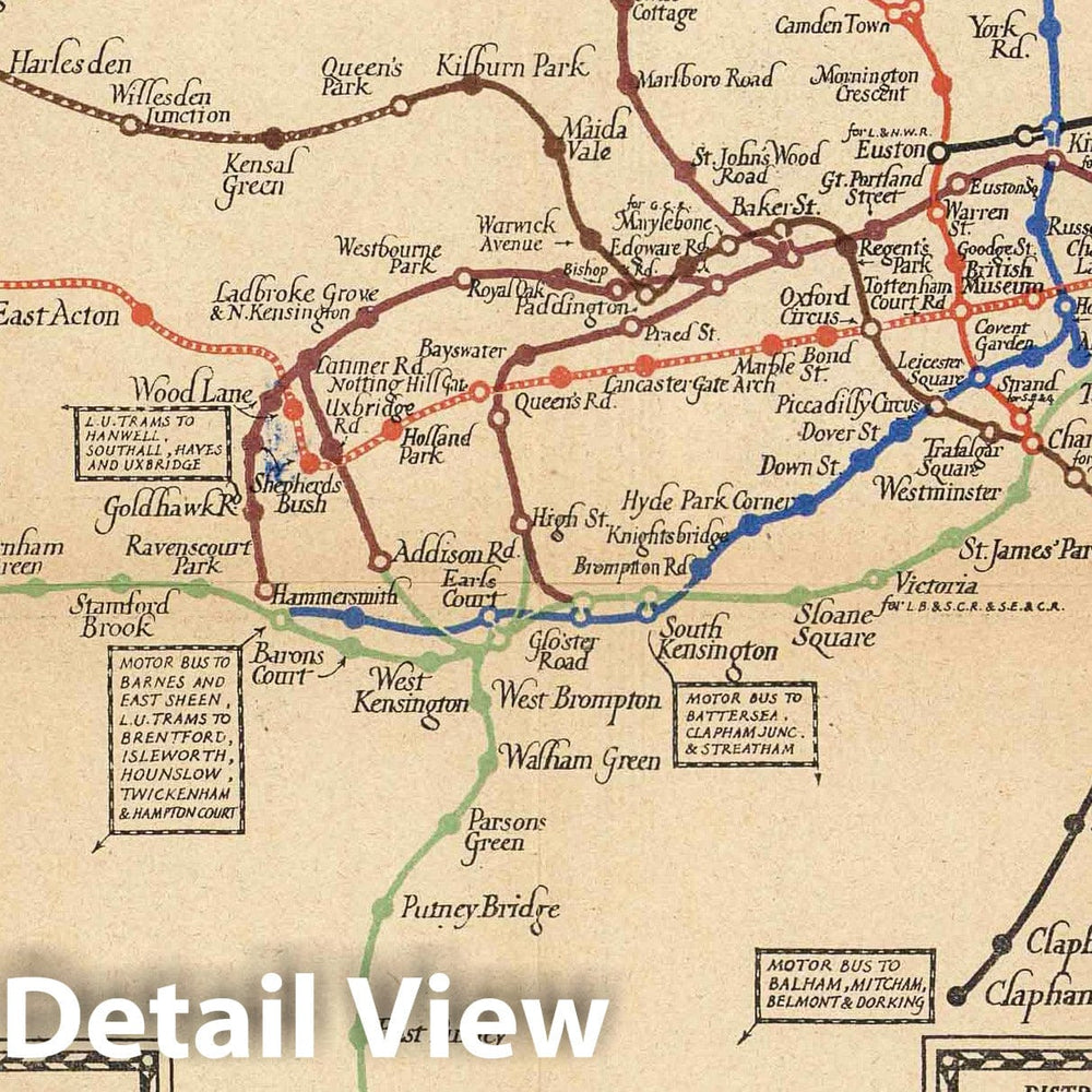 Historic Map : 1921 Underground : Map of the electric railways of London - Vintage Wall Art