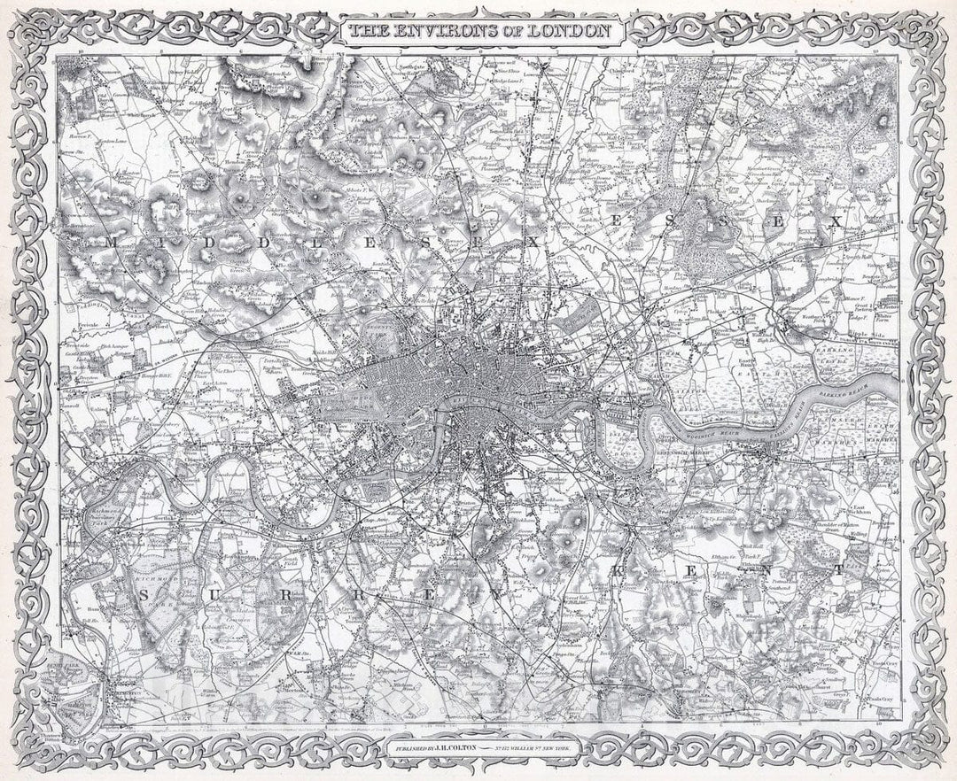 Historic Map : 1865 London, England. - Vintage Wall Art