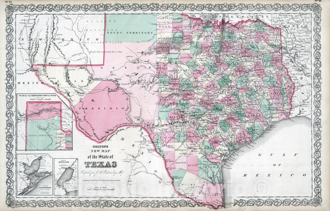 Historic Map : 1869 Texas. - Vintage Wall Art