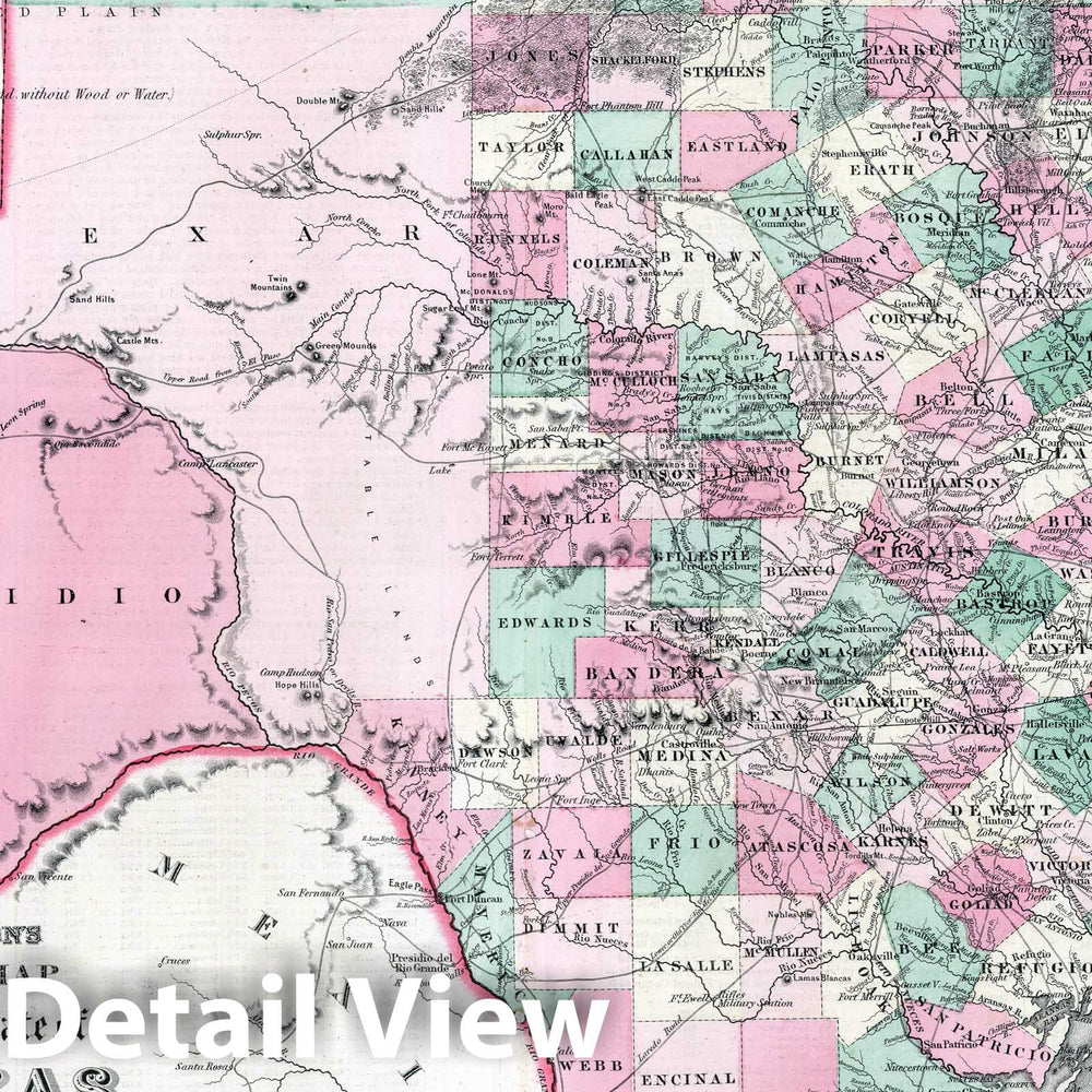 Historic Map : 1869 Texas. - Vintage Wall Art