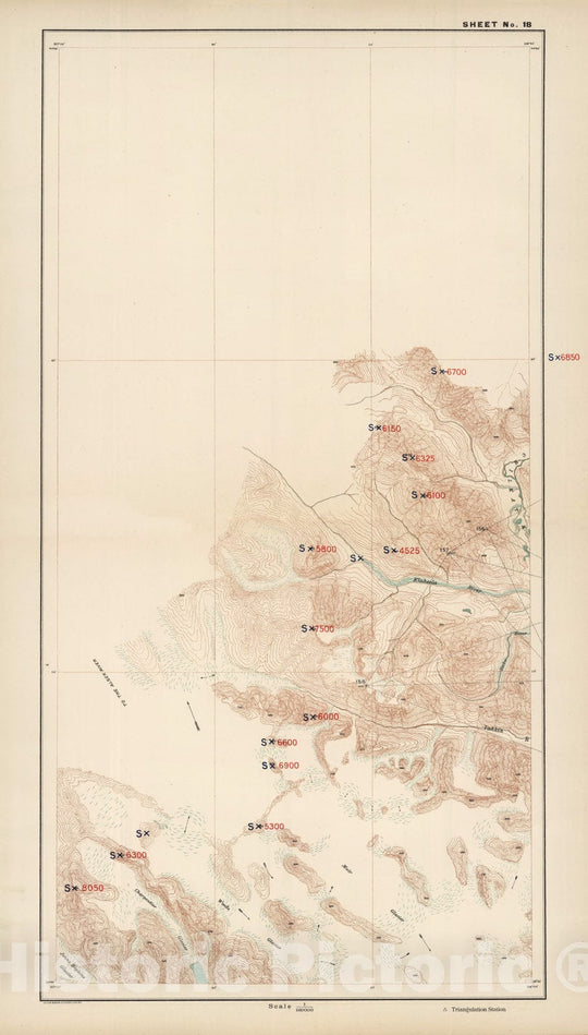 Historic Map - Atlas - 1904 Sheet No. 18. (Chilkat River, Klaheela River, Tahkin River, Muir Glacier, Charpentier Glacier, John Hopkins Glacier). - Vintage Wall Art