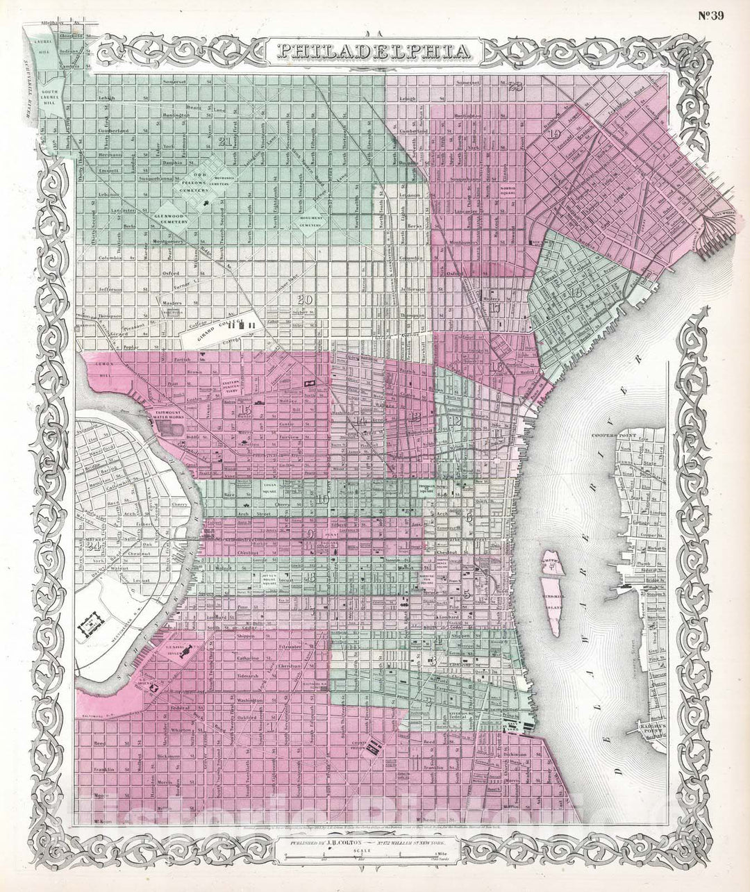 Historic Map : 1865 Philadelphia. - Vintage Wall Art