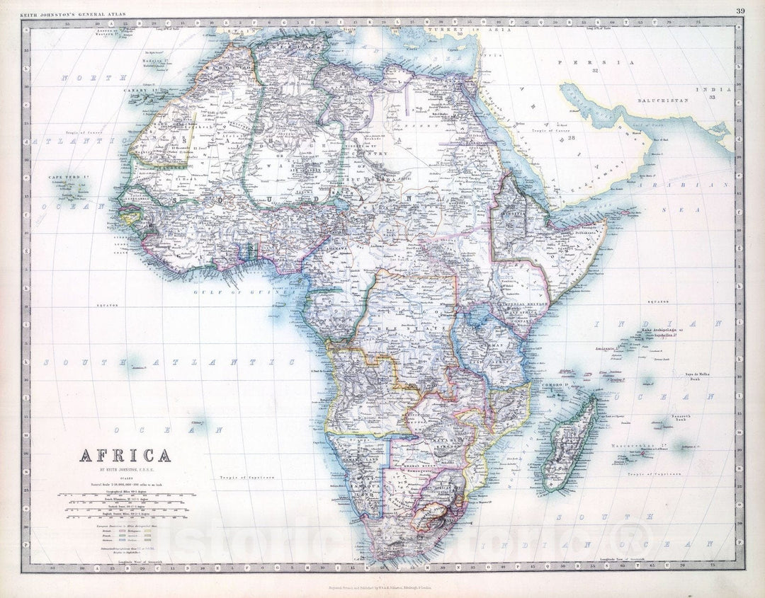 Historic Map : 1893 Africa. - Vintage Wall Art