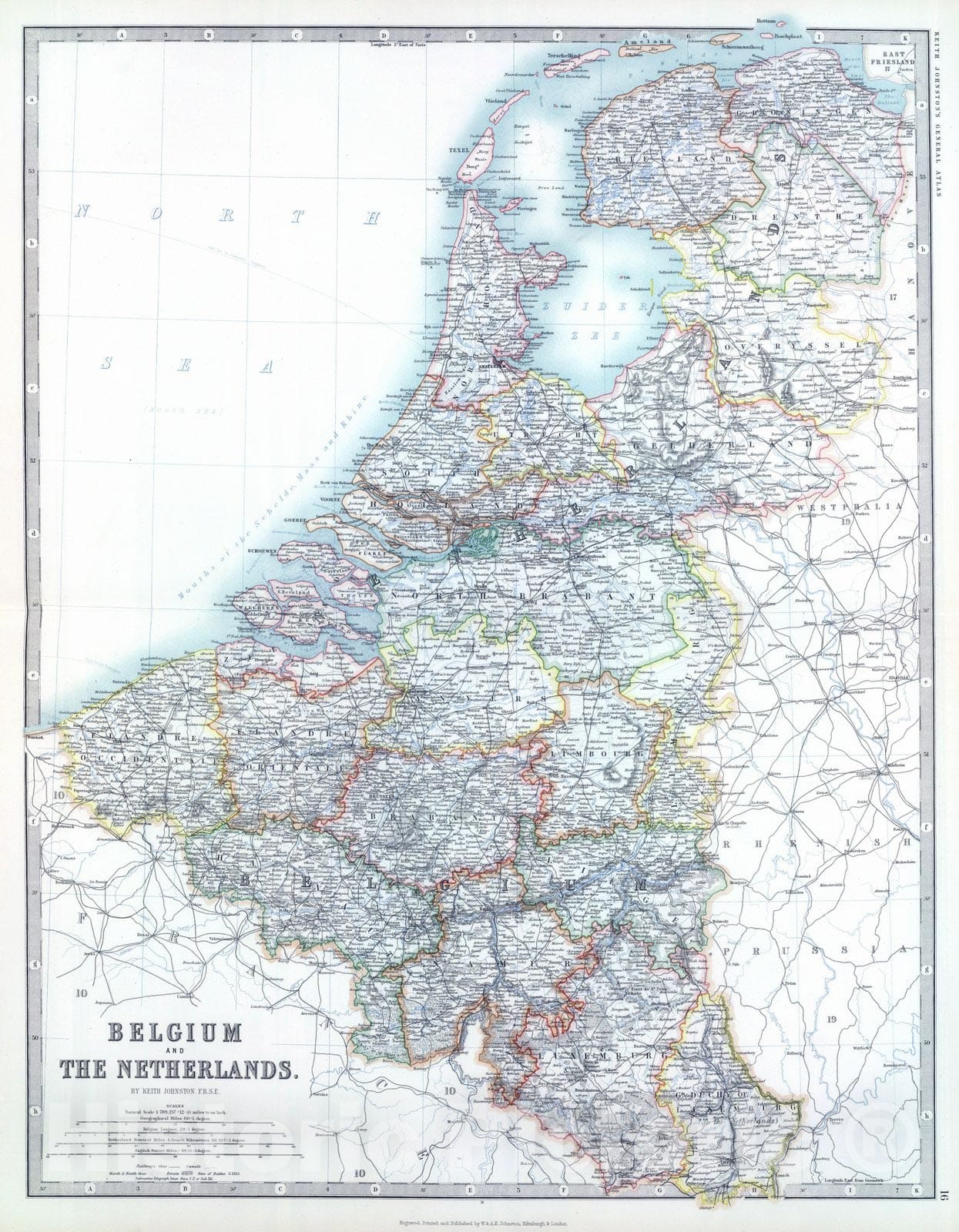 Historic Map : 1893 Belgium and the Netherlands - Vintage Wall Art