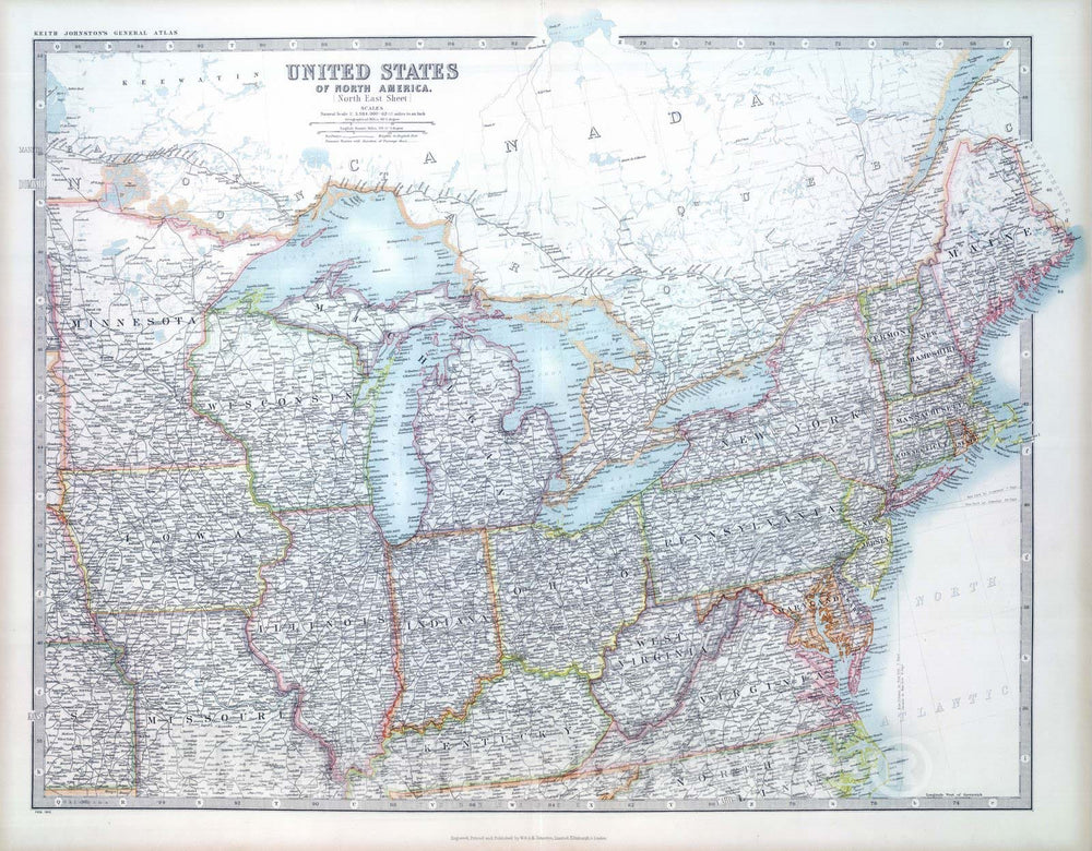 Historic Map : 1912 United States of North America (North East Sheet). - Vintage Wall Art