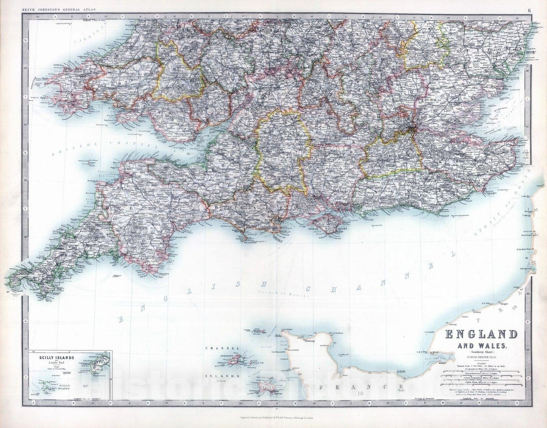 Historic Map : 1893 England and Wales (southern sheet). - Vintage Wall Art