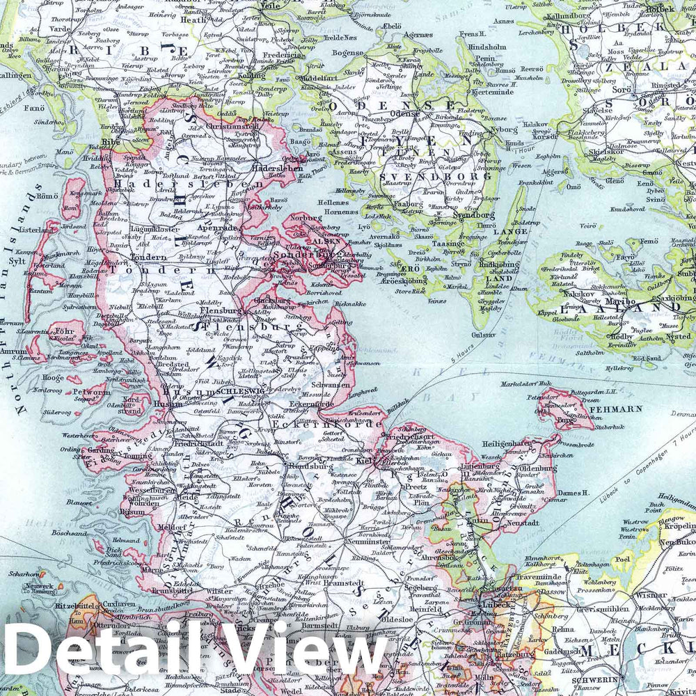 Historic Map : 1911 Denmark with Northwest portion of the German Empire - Vintage Wall Art