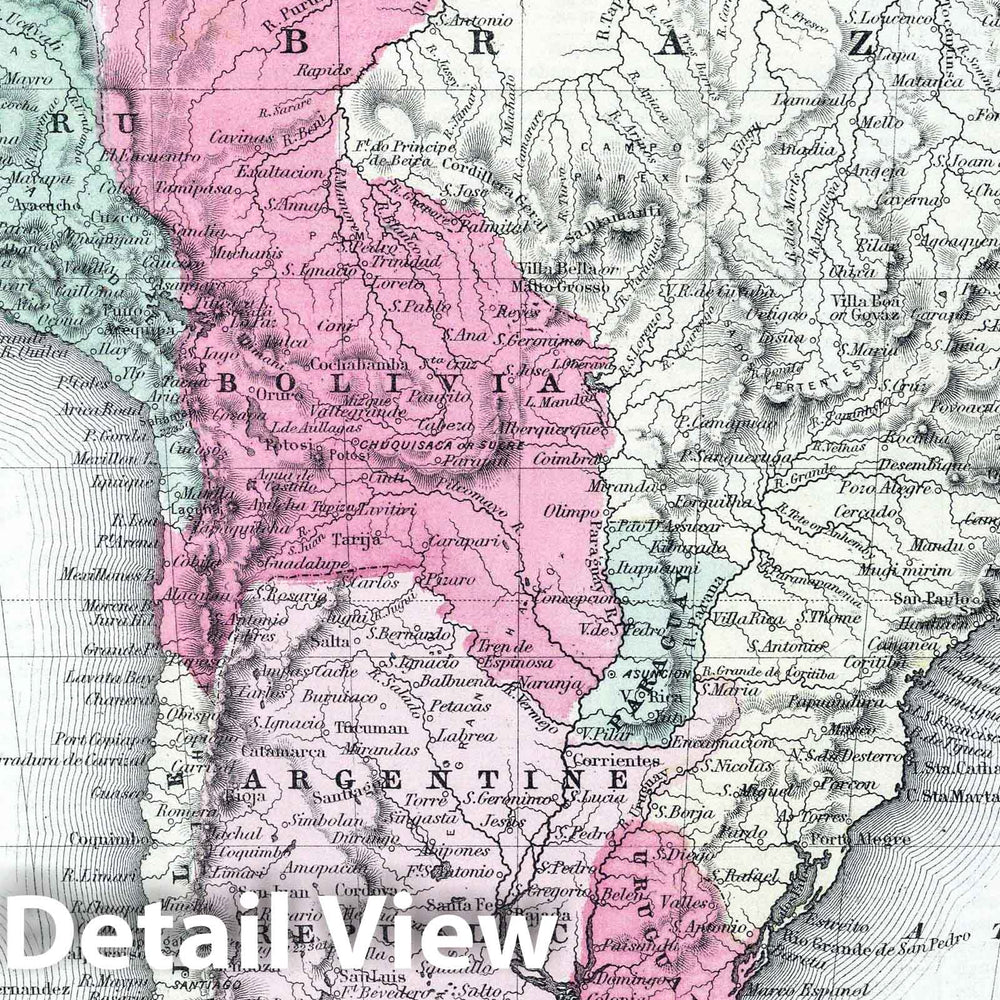 Historic Map : 1865 South America : Vintage Wall Art