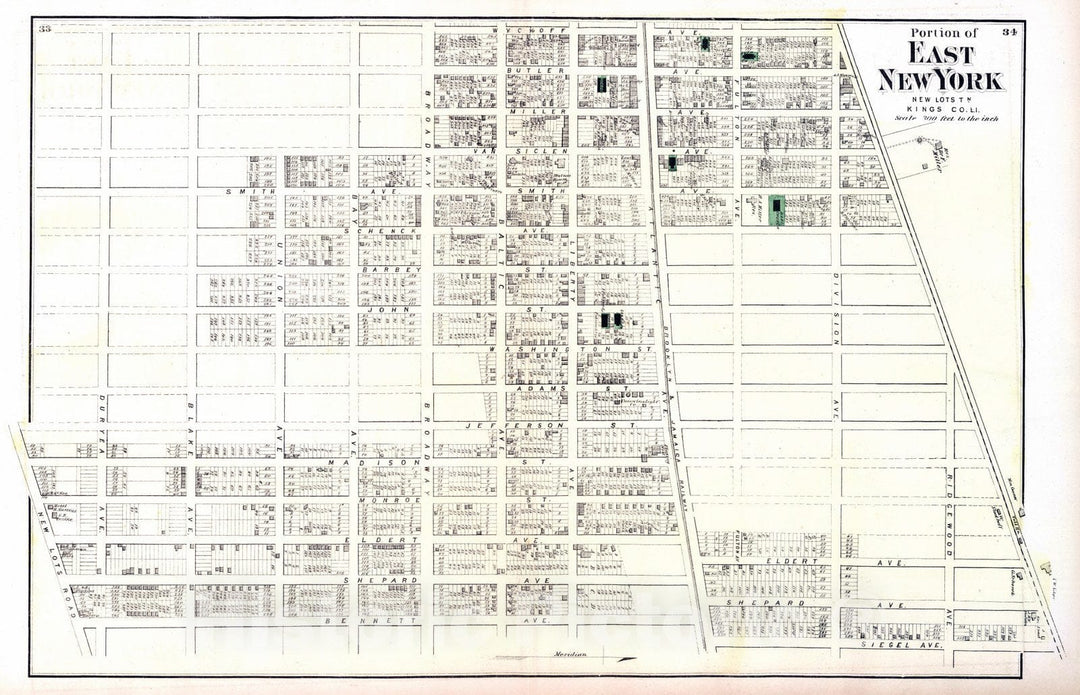 Historic Map : 1873 Portion of East New York. Long Island. v2 - Vintage Wall Art