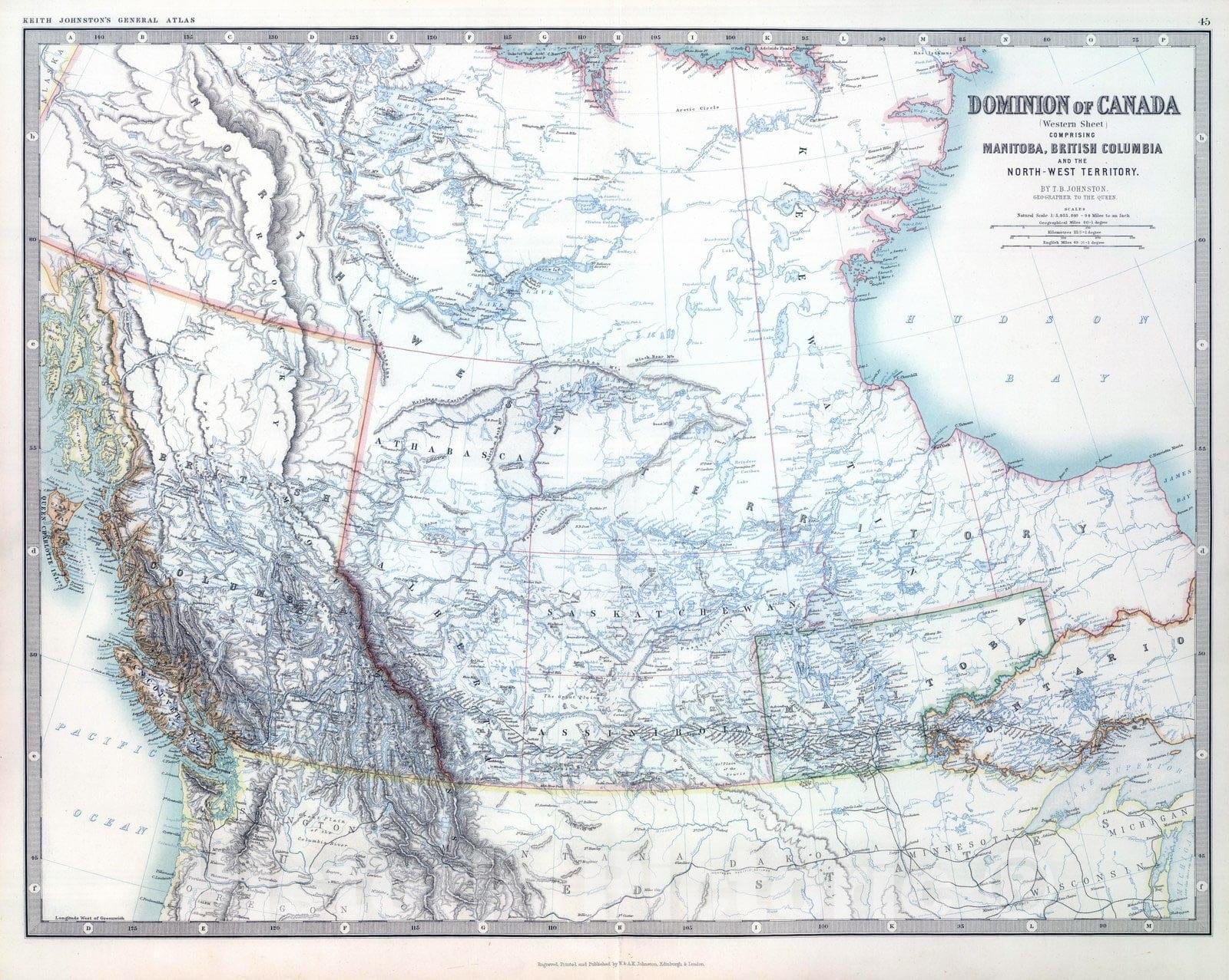 Historic Map : 1893 Western Canada. - Vintage Wall Art